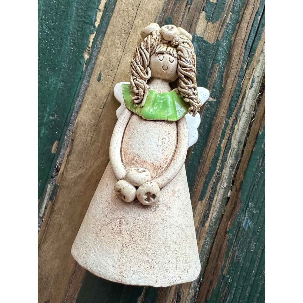 Handmade Terracotta Clay Angel Figurine Rustic Folk Art Decor 4 Inch